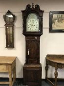 A Georgian oak longcased clock with painted dial signed B Johnson Hinckley