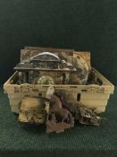 A box of Victorian slate mantel clock, longcased clock faces,