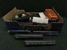 Two boxes of assorted Hornby rolling stock track and accessories