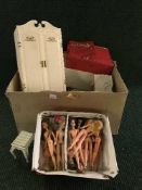 A box of Cindy furniture and Pippa dolls and clothing