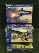 Five Revell model kits - 1:32 scale including AC Tiger Moth, F-AF Phantom II, Tornado etc.
