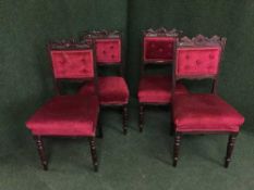 Set of four Edwardian oak dining chairs