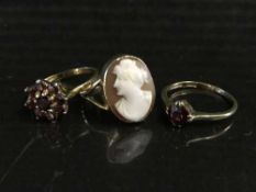 An 18ct gold garnet solitaire ring,