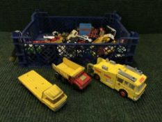 A basket of die cast vehicles by Dinky, Matchbox, Chipperfields Circus Van,