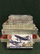 Seven Airfix modelling kits - 1:72 scale including BAE Nimrod, Dambuster 617 squadron RAF plane etc,