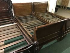 A mahogany 3' sleigh bed