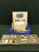 A basket of British coins, signed photos, black & white photos, Folio Society books,