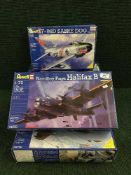 Five Revell model kits - Including F-86D Sabre dog, Handley page Halifax B,