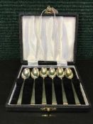A set of six cased silver teaspoons Sheffield marks