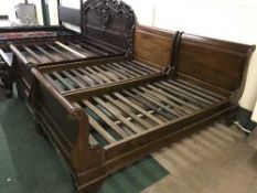A mahogany 3' sleigh bed
