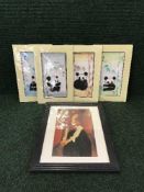 A large quantity of pictures and prints together with an Elvis lap tray and an arch framed mirror