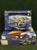 Three Revell model kits - all relating to space including International Space Station,