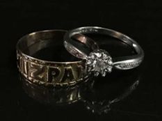 A 9ct gold Mizpah ring together with another 9ct dress ring.