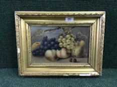 Late Nineteenth Century School : Still Life with Apples, Cherries and Grapes, oil on panel,