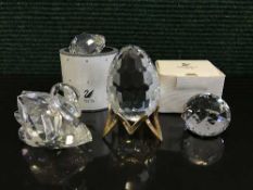 Four Swarvoski ornaments - two paperweights,