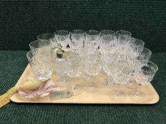 A tray of assorted lead crystal glasses,