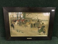 After Cecil Aldin (1870-1935) - Fallowfield Hunt - Breaking Cover, chromolithograph, 1900,