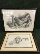 A monochrome print depicting studies of labradors, 30 cm x 45 cm,