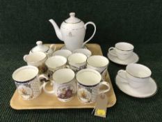 A tray of Queen Elizabeth Golden Jubilee tea for two and commemorative mugs