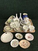 A tray of assorted plates, pin dishes and vases, Minton, Ringtons,