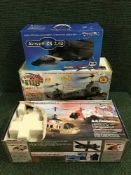 A twister remote controlled RAF helicopter together with an Air Wolf remote controlled helicopter