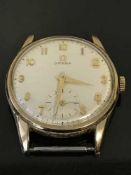 A Gents 9ct Gold Omega Wristwatch, circa 1960's, dial with Arabic numerals and subsidiary seconds,