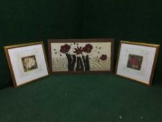 A contemporary framed print - Flowers in vases,