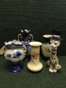 A collection of early twentieth century and later transfer printed vases, Crown ducal vase,