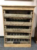 A reclaimed pine five drawer fruit crate chest