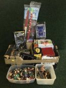 A box of collection of approximately 100 Corinthian football players and assorted toys