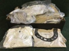Two boxes of assorted lady's clothing, jumpers,