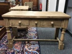 A Victorian style reclaimed pine three drawer table