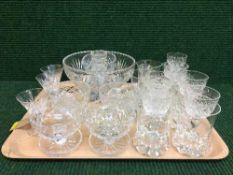 A tray of assorted lead crystal glasses,