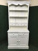 A painted pine double door kitchen dresser