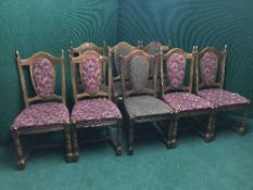 Two sets of four upholstered bar chairs
