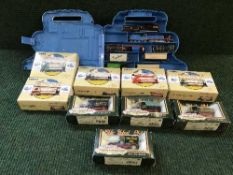 A tray of five boxed Corgi trams,