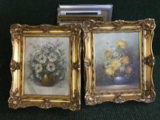 Two boxes of Royal Doulton four person dinner service, Mid Winter tea set, oils on canvas,