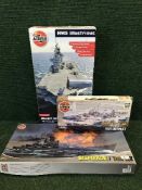 Three boxed Airfix modelling kits - HMS Illustrious,