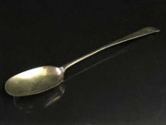 A silver gilt rat-tail pattern basting spoon, marks rubbed, circa 1700, 4.