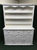 A painted pine triple door kitchen dresser