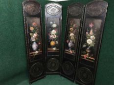 Four hand painted panels