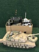 Five remote controlled tanks with control hand sets