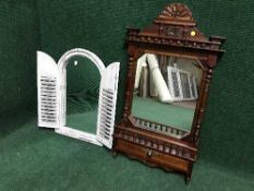 A mahogany Victorian style hall mirror fitted with a drawer together with a shutter door mirror