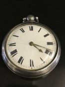 A Georgian verge pair-cased silver key wound pocket watch, case by Bartholemew of London,