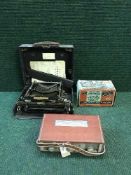 A tray of Roberts radio, cased Carona type writer,