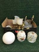 A good collection of lights and lighting items to include ceiling globe,