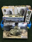 Eight assorted boxed plastic modelling kits - military vehicles