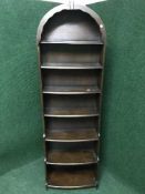 A set of oak open domed topped bookshelves