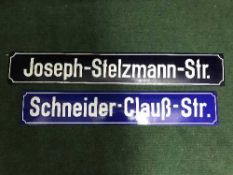 Two enamelled street signs - Joseph Stalzmann Str.