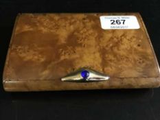 A Russian pine cigar box with gold clasp,